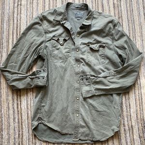 Lucky Brand Green Long sleeve button down Large